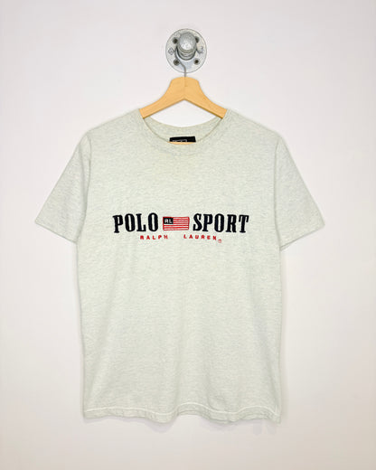 Vintage 90s Bootleg Polo Sport Ralph Lauren Logo Grey Tee Shirt