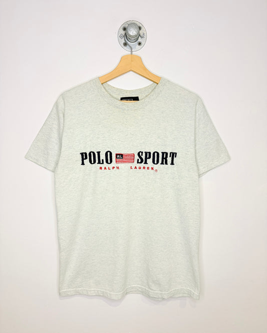 Vintage 90s Bootleg Polo Sport Ralph Lauren Logo Grey Tee Shirt