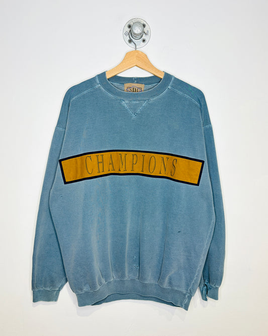 Vintage 90s Champions Faded Slate Blue Crewneck Sweatshirt
