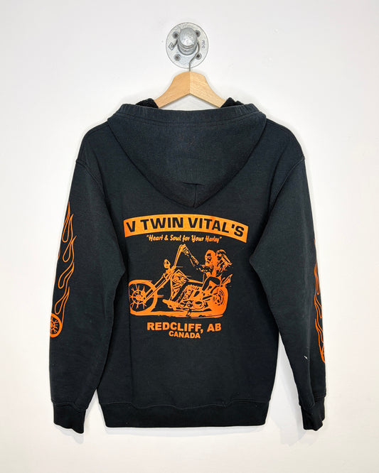 2000s Redcliff AB V Twin Vital’s Black Biker Zip Up Hoodie