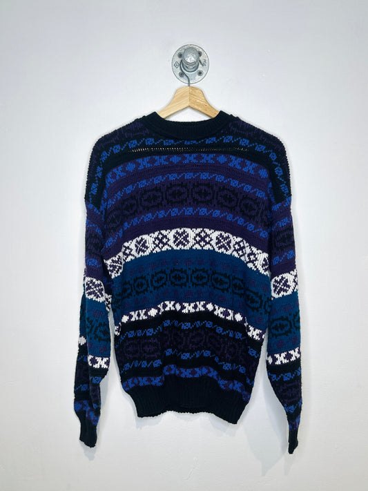 Vintage 1980s Purple And Turquoise Aztec Print Sweater