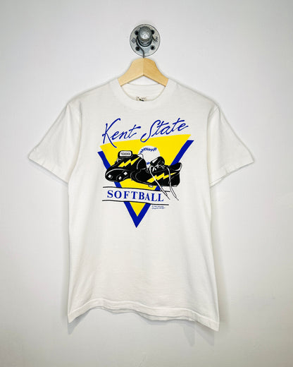 Vintage 1988 Kent State Softball White Tee Shirt