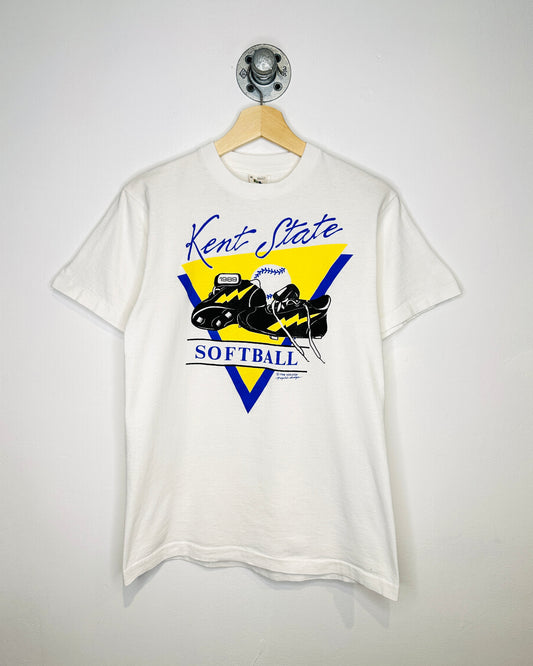 Vintage 1988 Kent State Softball White Tee Shirt