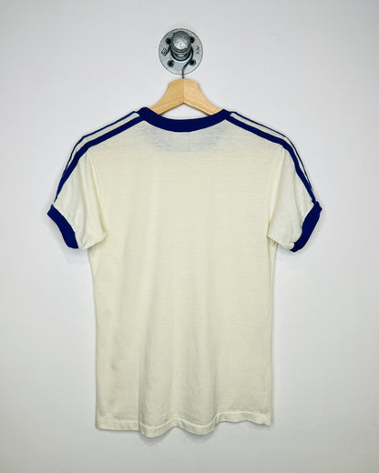 Vintage 80s Topher TwoTone White Ringer Pocket Tee Shirt