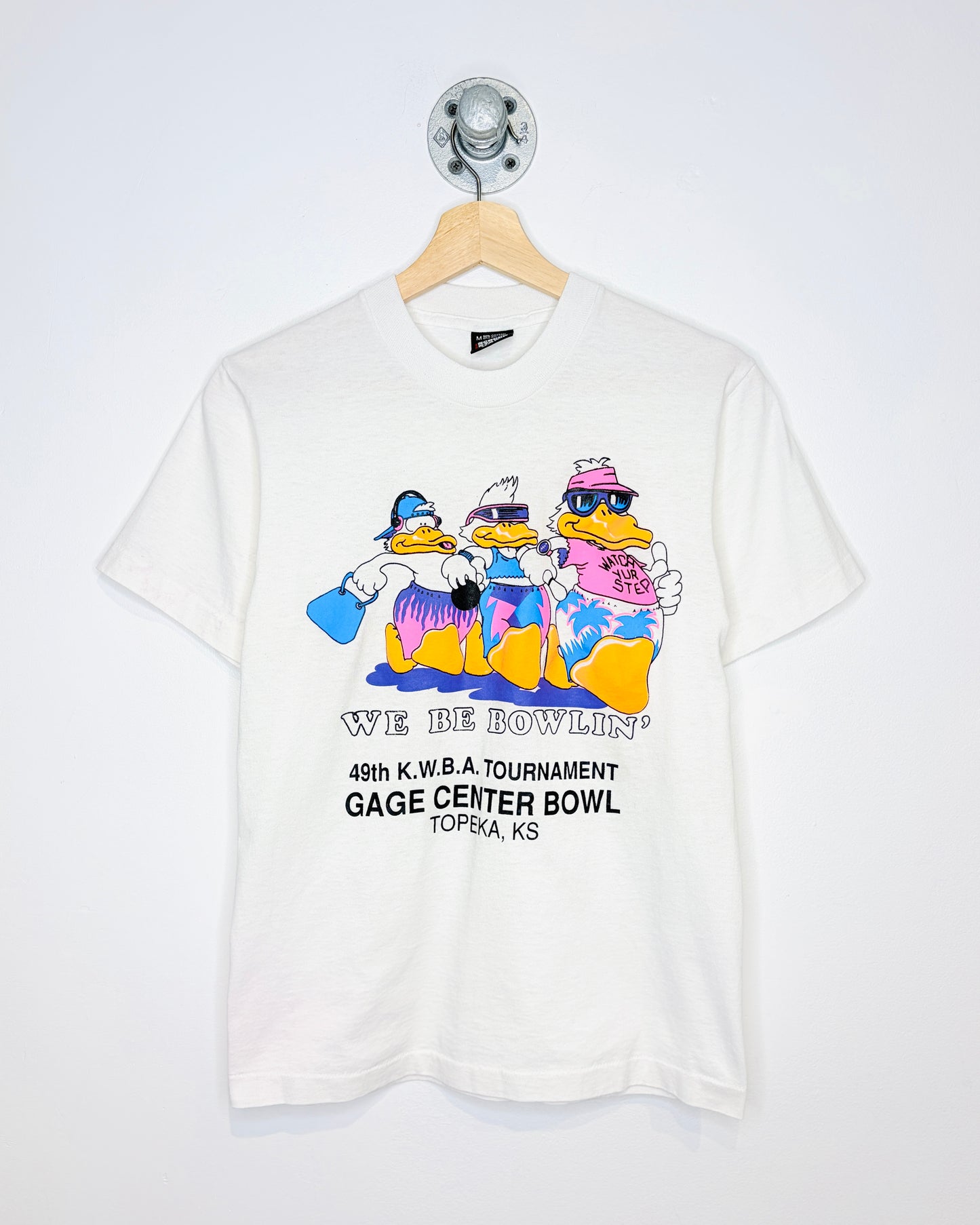 Vintage 90s We Be Bowlin’ White Tee Shirt