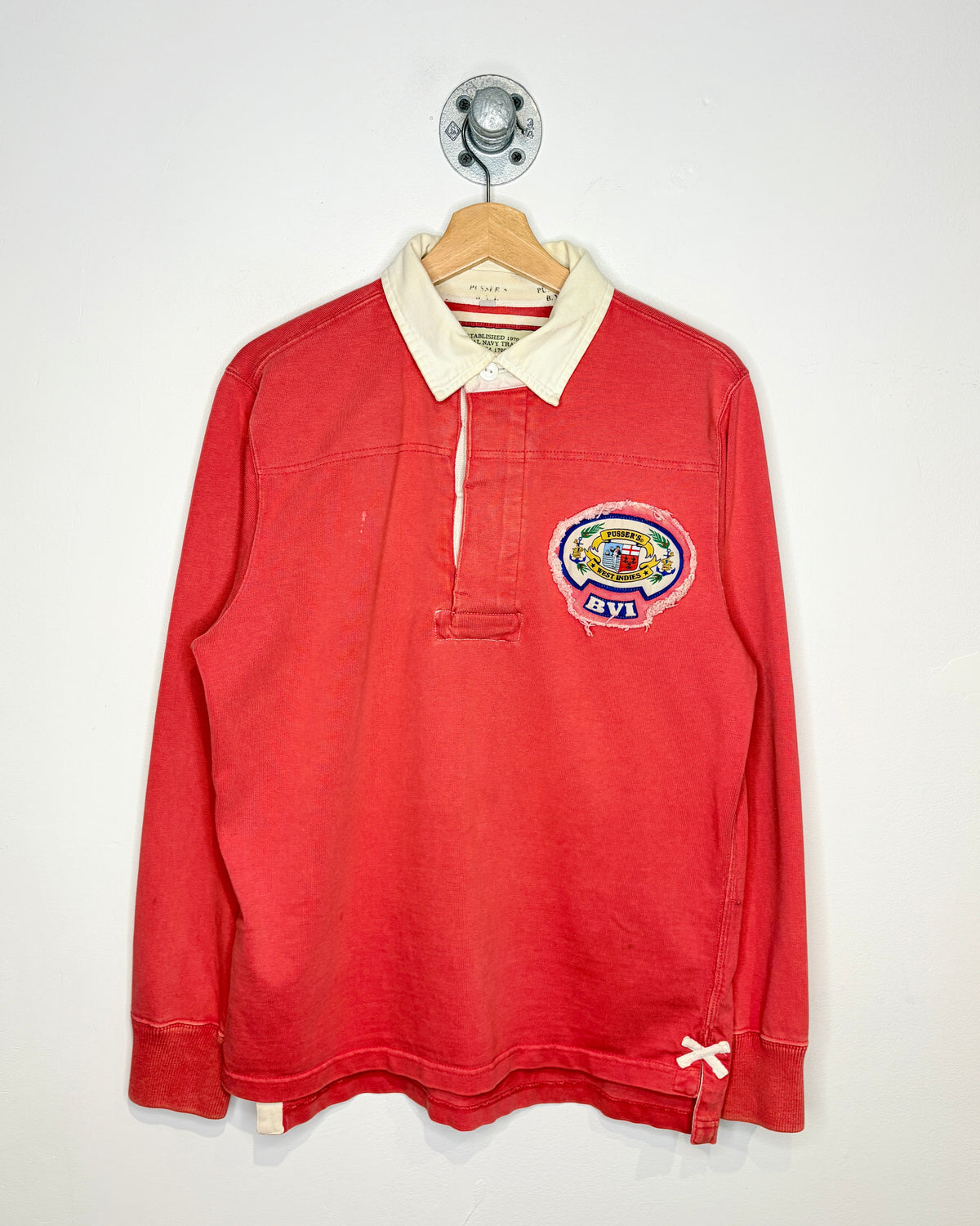 Vintage 2000s BVI Pusser's Salmon Coloured Rugby Long Sleeve Shirt