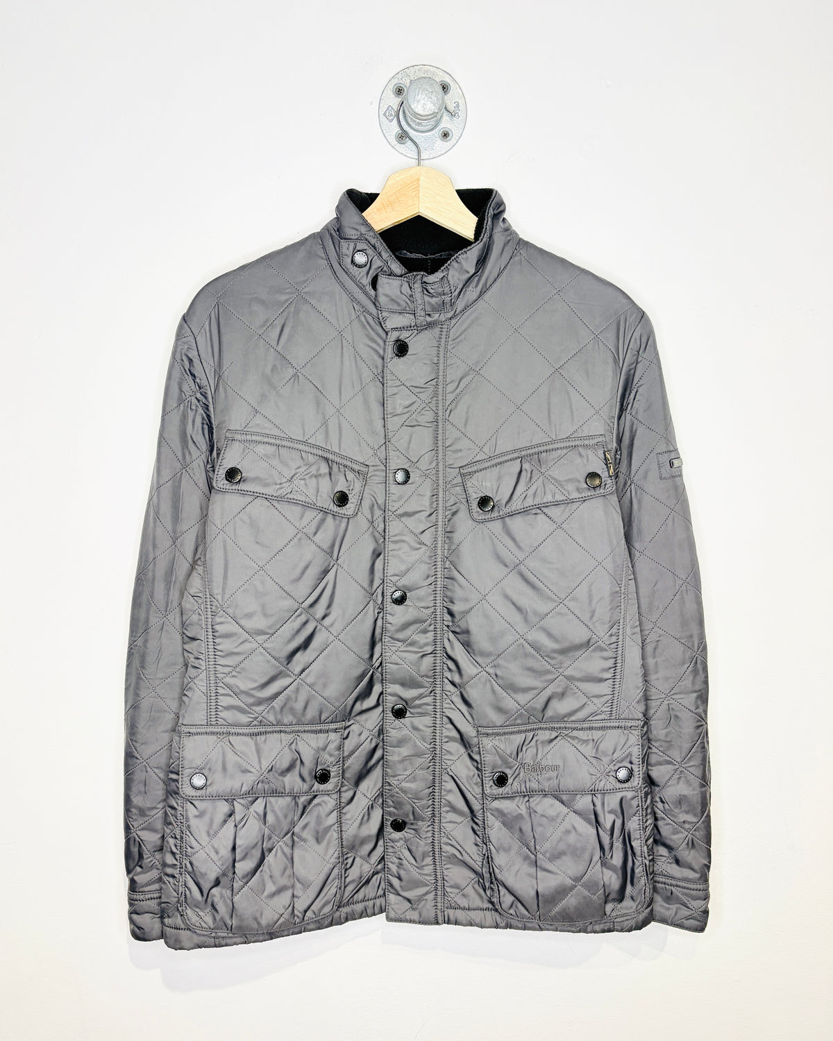 Women’s Barbour International Dark Grey Fleece-Lined Quilted Jacket
