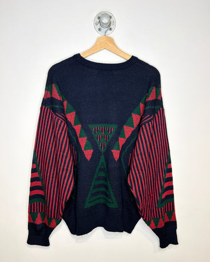 Vintage 90s Bronzini Navy Abstract Sweater