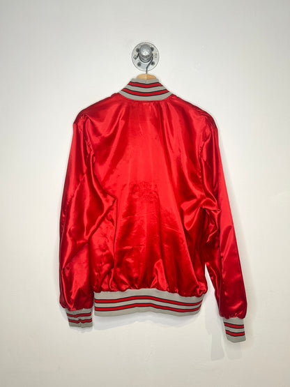 Vintage 1980s Ohio Red Satin Quarter Zip Jacket