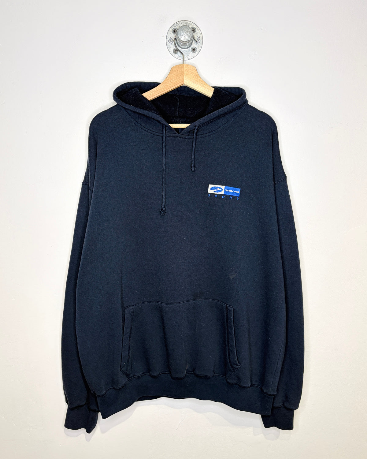 Vintage 90s Brooks Sport Navy Embroidered Hoodie