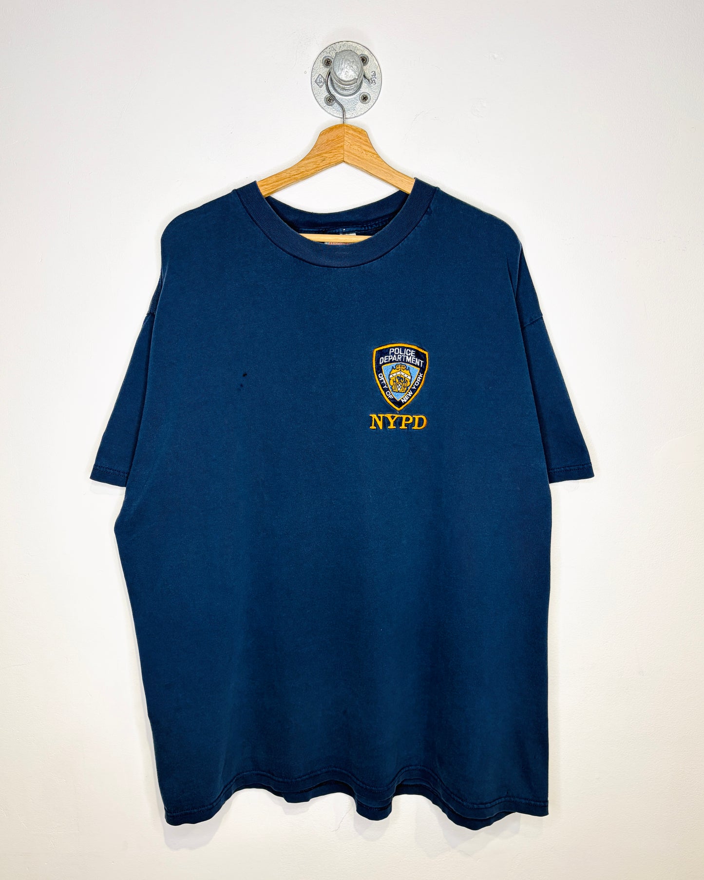 Vintage 90s New York Police Dept Faded Navy Blue Tee Shirt