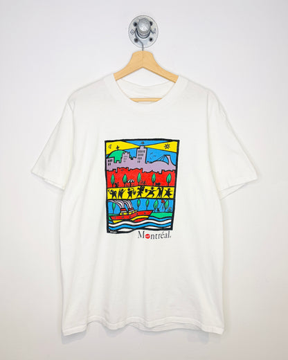 Vintage 90s Montreal Art White Tee Shirt