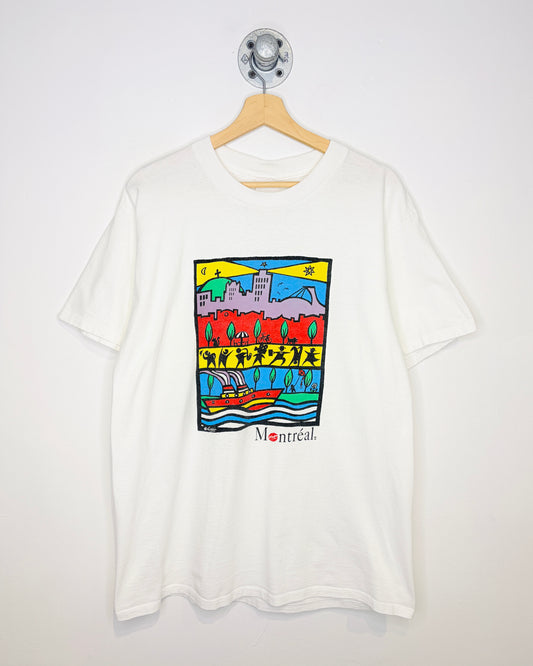 Vintage 90s Montreal Art White Tee Shirt
