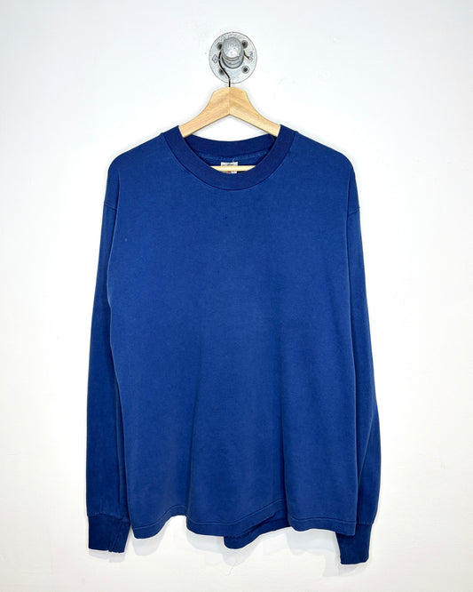 Vintage 90s Blank Fruit Of The Loom Blue Longsleeve Shirt
