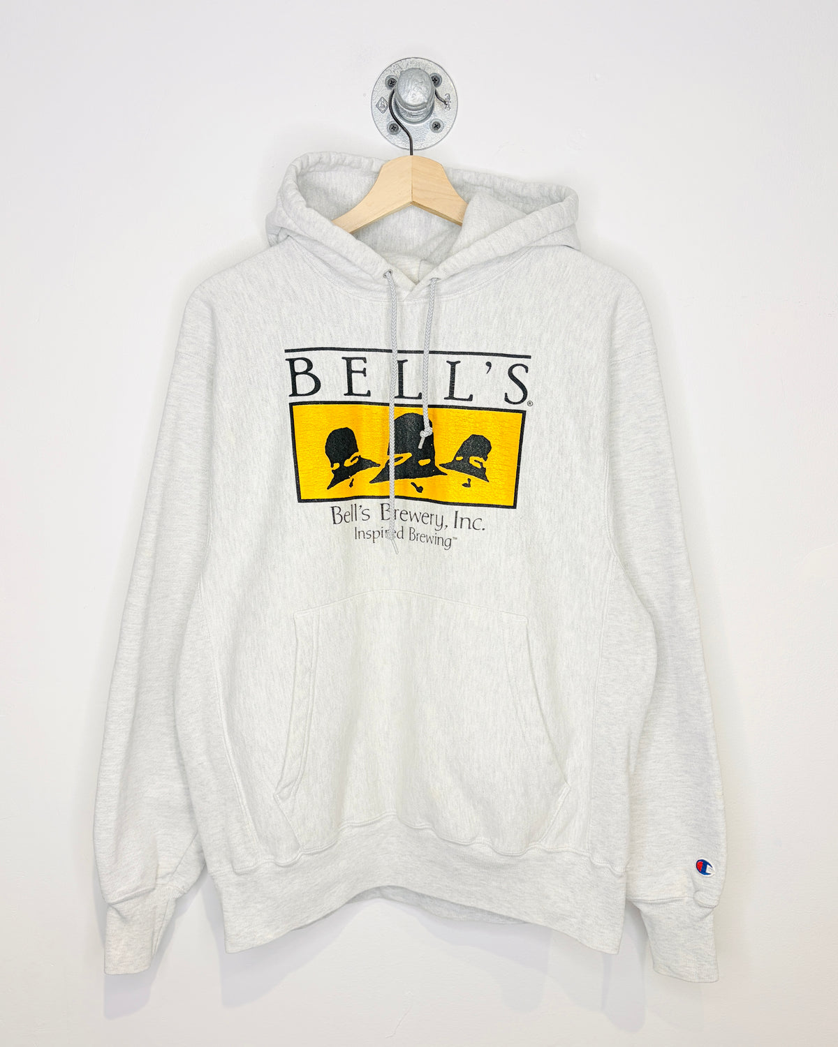 2000s Bell’s Brewery Ash Grey Champion Reverse Weave Hoodie