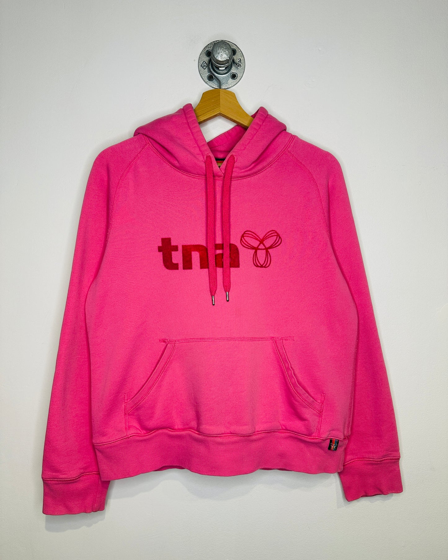 2000s TNA Felt Spellout Pink Hoodie