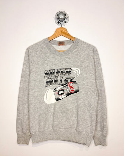 Vintage 90s Coors Light Silver Bullet Grey Raglan Crewneck Sweatshirt