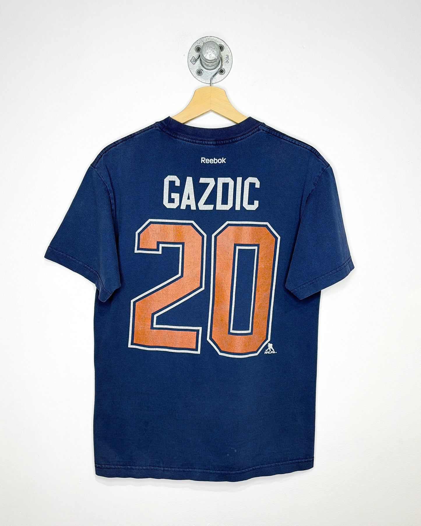 2000s Edmonton Oilers Luke Gazdic Faded Navy Blue Tee Shirt