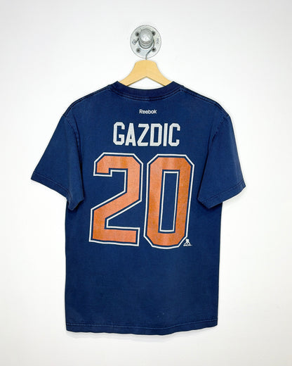 2000s Edmonton Oilers Luke Gazdic Faded Navy Blue Tee Shirt