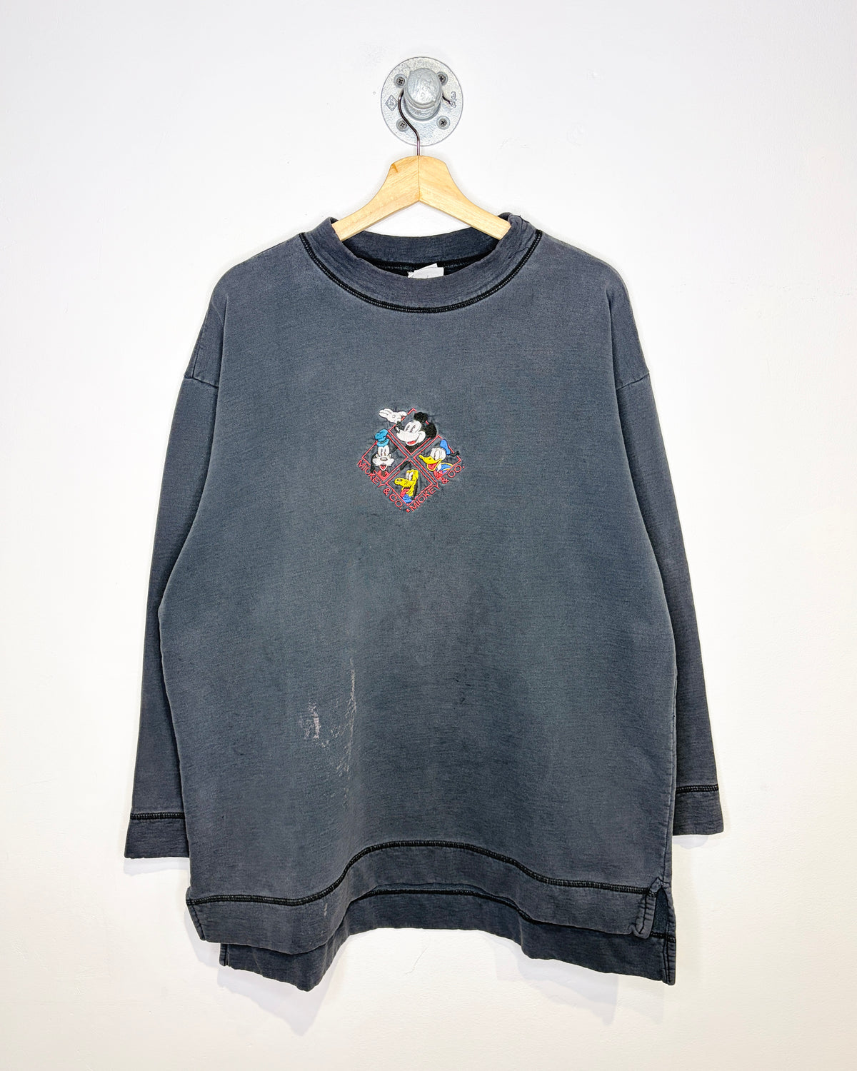 Vintage 1990s Mickey & Co. Faded Black Crewneck Sweatshirt