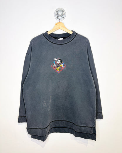 Vintage 1990s Mickey & Co. Faded Black Crewneck Sweatshirt