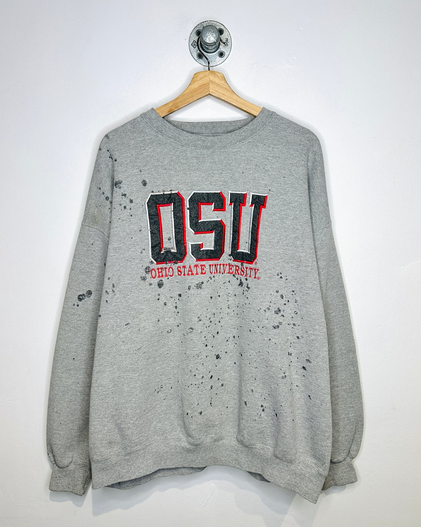 Vintage 90s Ohio State Distressed Grey Crewneck Sweatshirt