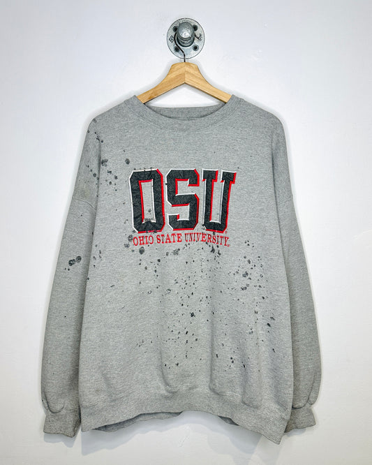 Vintage 90s Ohio State Distressed Grey Crewneck Sweatshirt