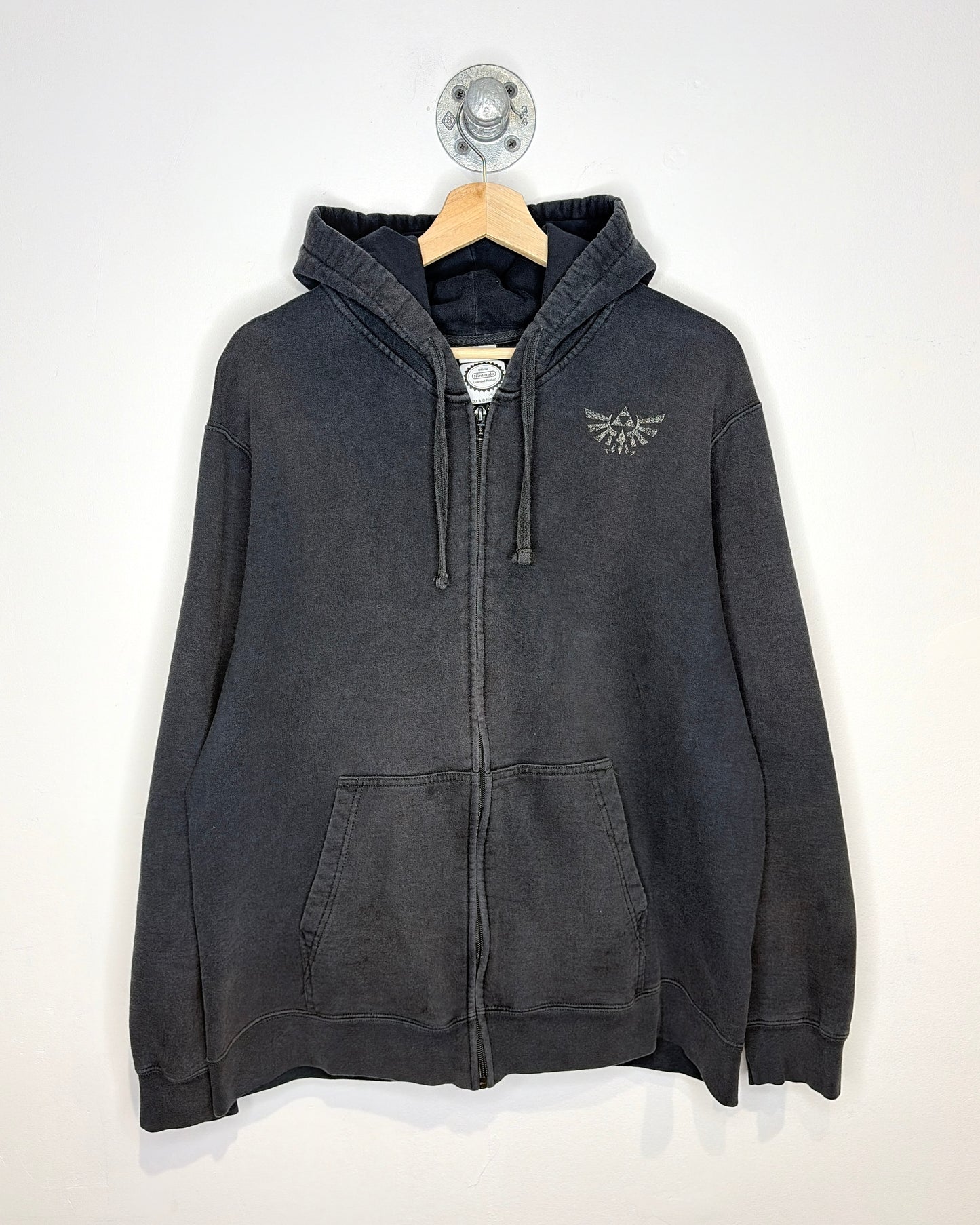 Nintendo Zelda Hyrule Faded Black Zip Up Hoodie