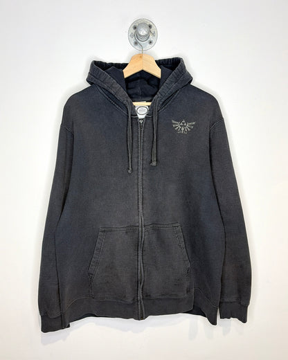 Nintendo Zelda Hyrule Faded Black Zip Up Hoodie