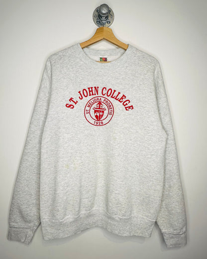 Vintage 90s St John College Grey Crewneck Sweatshirt