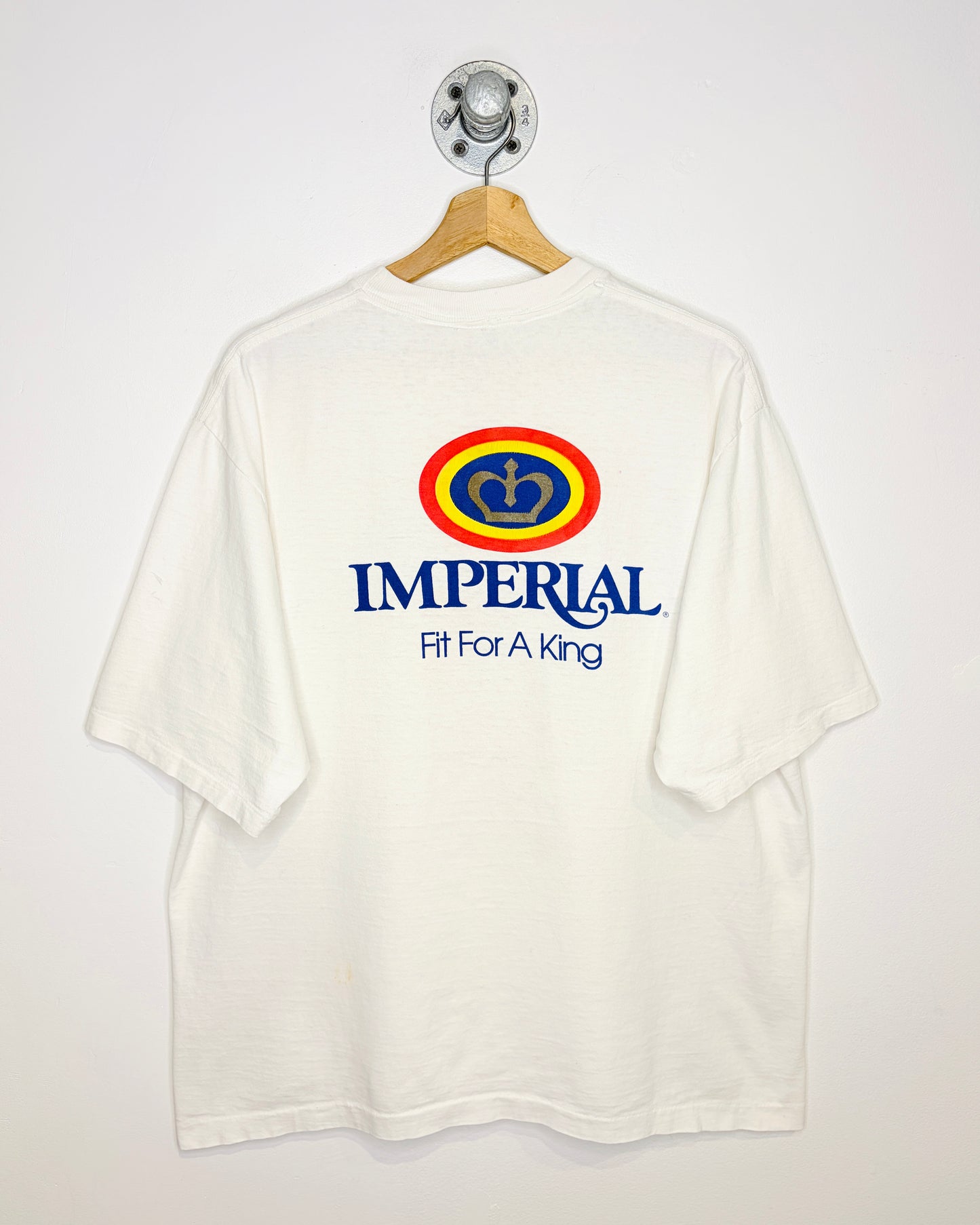 Vintage 90s Imperial Fit For A King White Tee Shirt