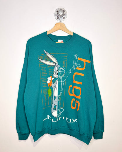 Vintage 1993 Bug Bunny Protein Green Crewneck Sweatshirt