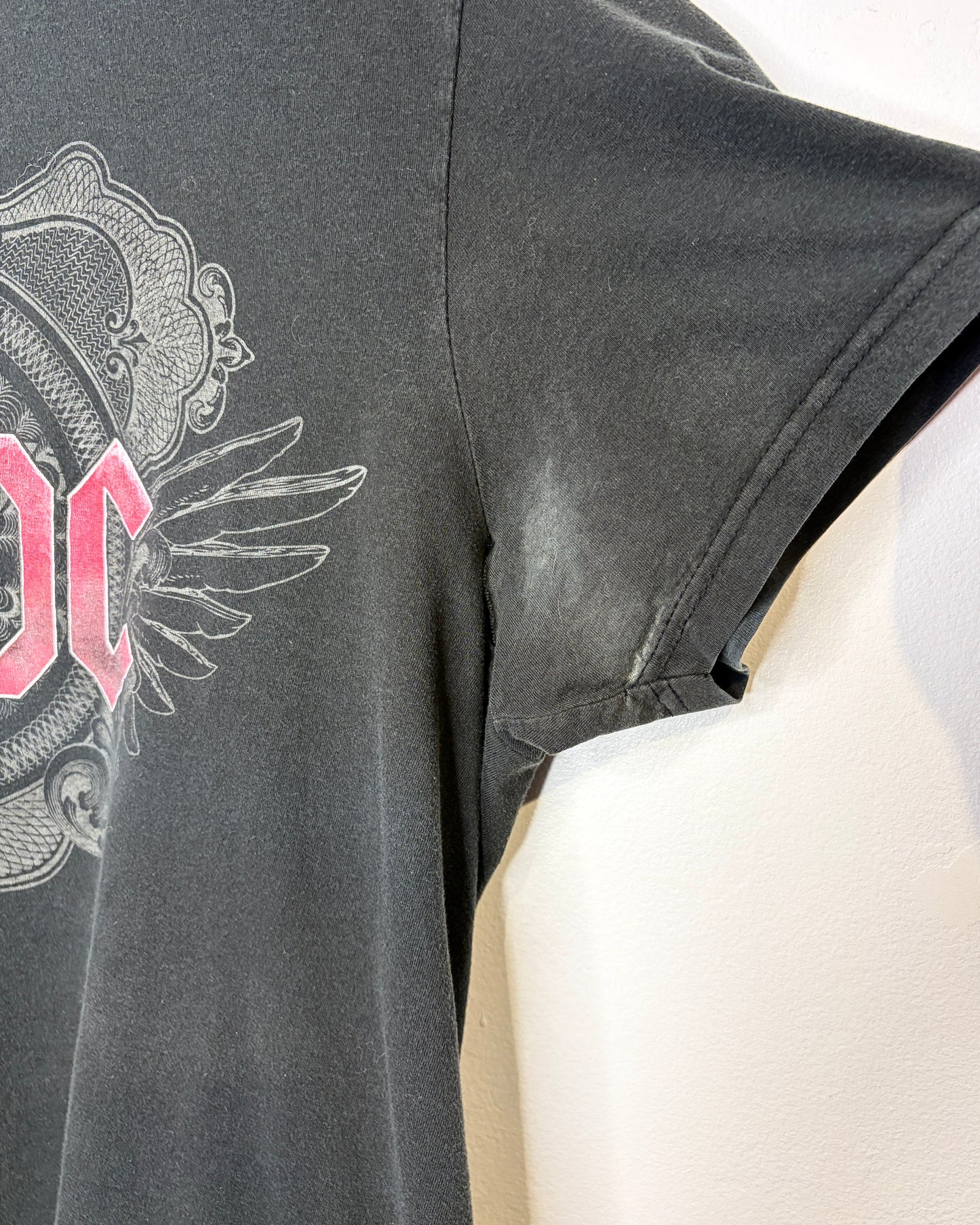 2009 AC/DC Black Ice Tour Faded Black Tee Shirt