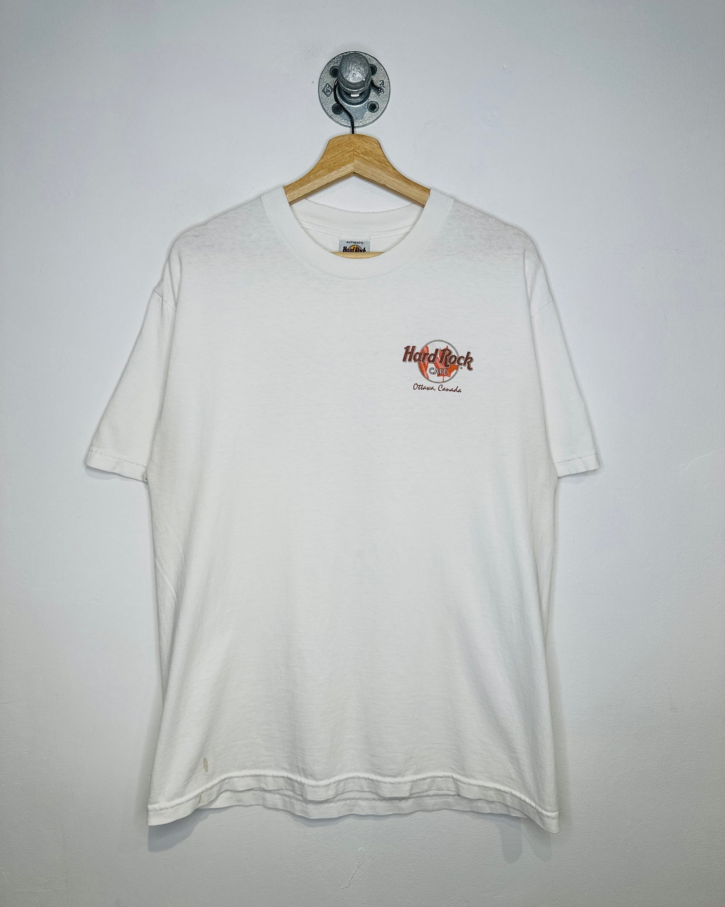 Vintage 1990s Hard Rock Cafe Ottawa White Graphic Tee Shirt