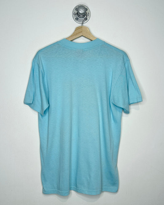 Vintage 1988 “I Don’t Do Mornings!” Light Blue Tee Shirt