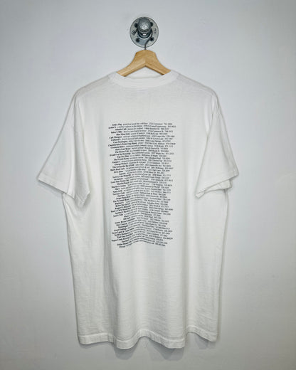 Vintage 1990s Dallas Night Lights White Graphic Print Tee Shirt