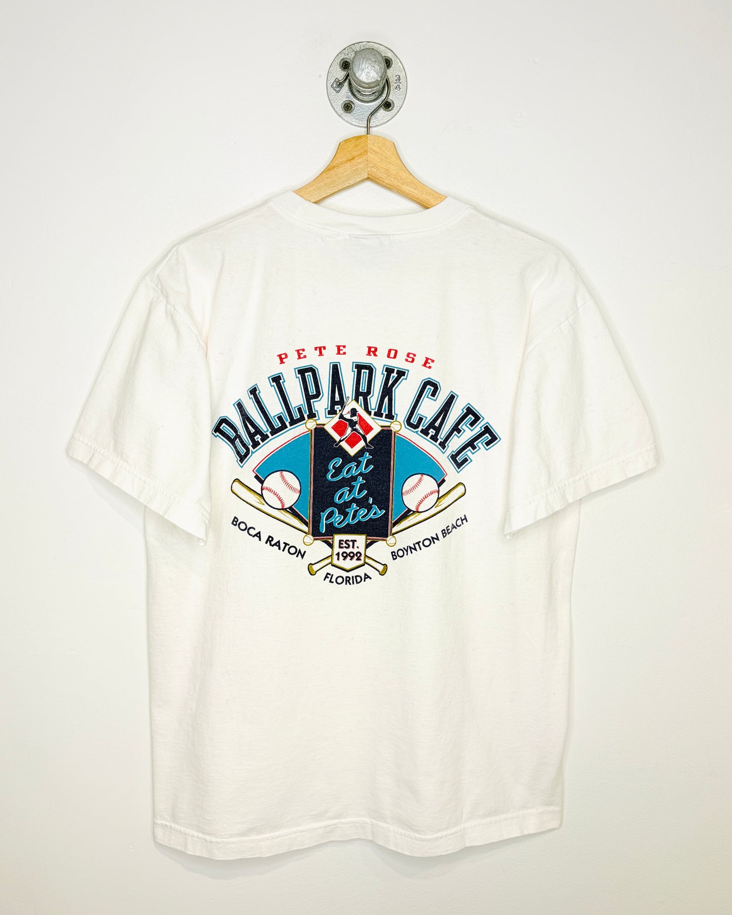 Vintage 1990s Pete Rose Ballpark Cafe White Tee Shirt