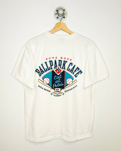 Vintage 1990s Pete Rose Ballpark Cafe White Tee Shirt
