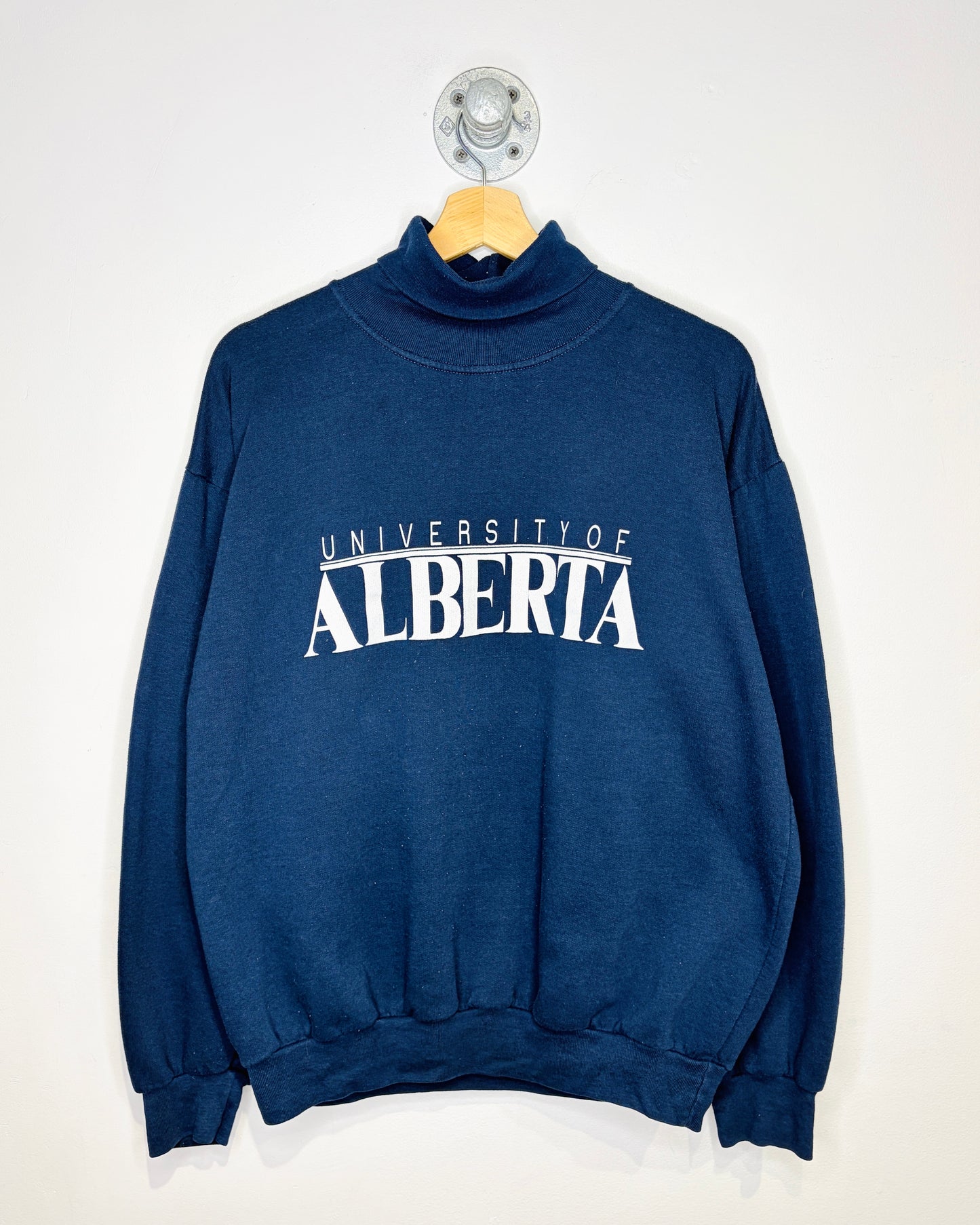 Vintage 90s University Of Alberta Navy Turleneck Sweatshirt