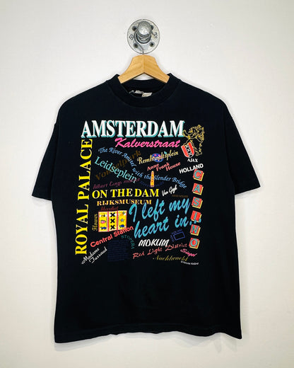 Vintage 90s Amsterdam Landmarks Black Tee Shirt