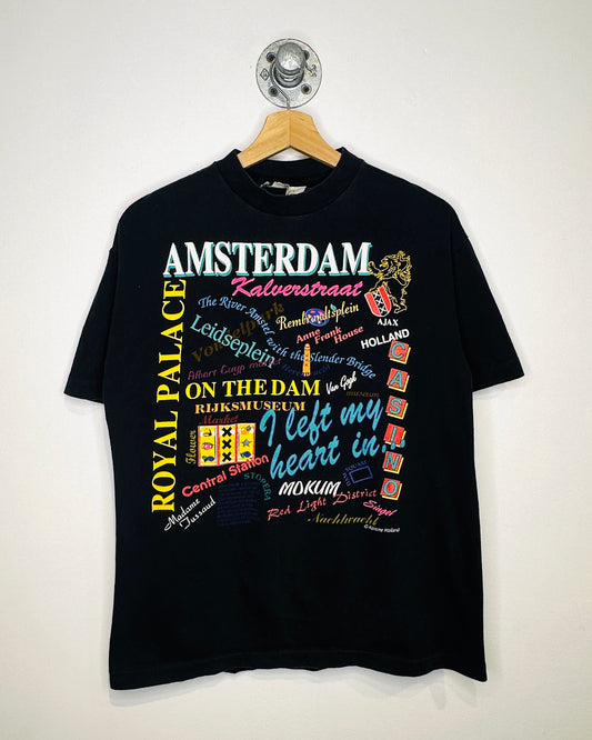Vintage 90s Amsterdam Landmarks Black Tee Shirt