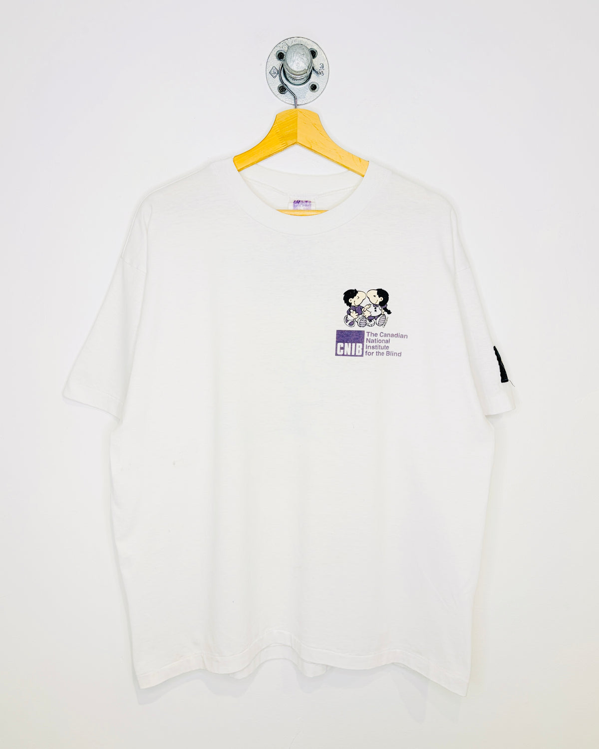 Vintage 1990s Institute For The Blind Graphic White Tee Shirt