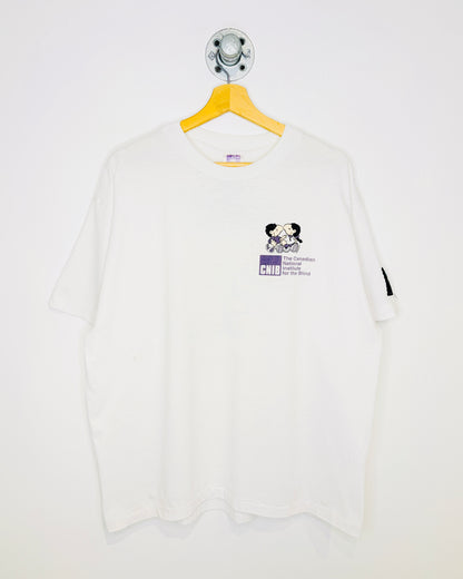 Vintage 1990s Institute For The Blind Graphic White Tee Shirt