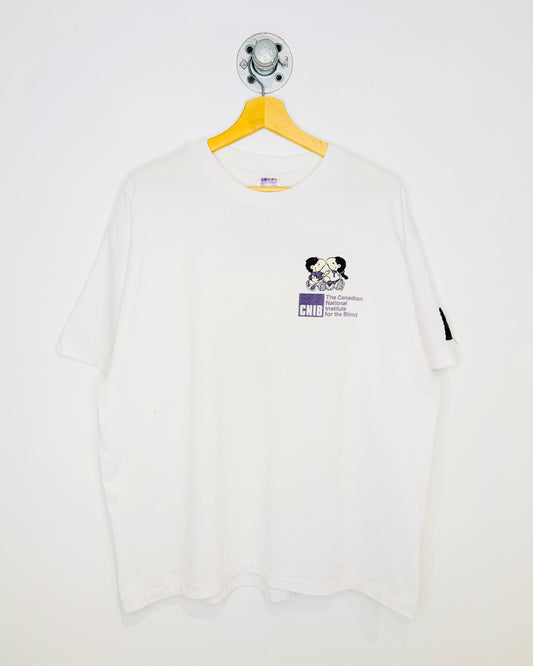 Vintage 1990s Institute For The Blind Graphic White Tee Shirt