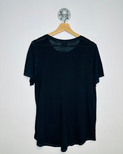 2000s Rhinestone Fleur De Lis Black Women’s Tee Shirt