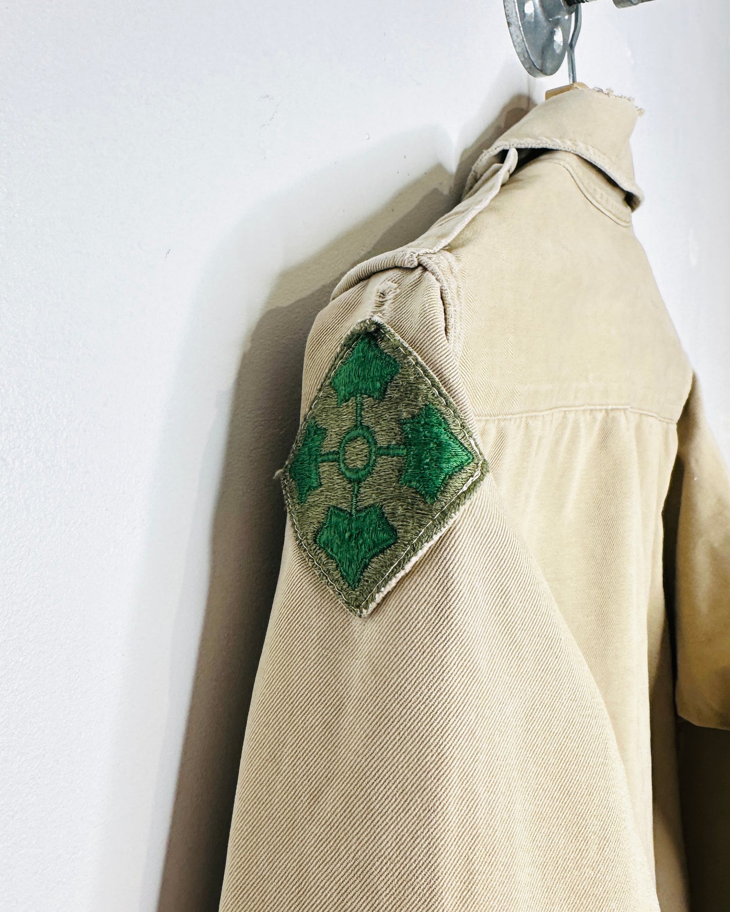 Vintage Distressed Khaki Button Up Longsleeve Shirt