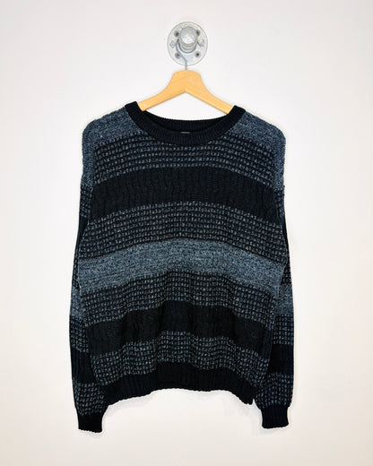Vintage 1990s Brad Richard Blue Patterned Acrylic Blend Sweater