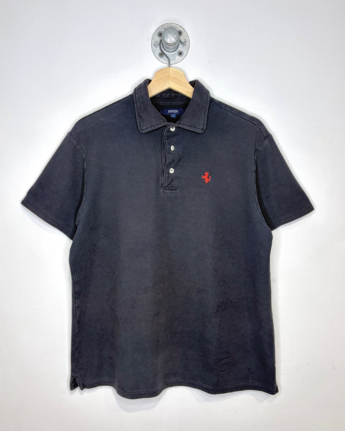 2000s Ferrari Faded Black Polo Shirt
