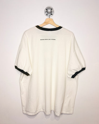 Vintage 2000s John Steere White & Brown Ringer Tee Shirt