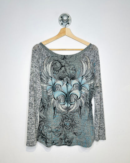 2000s Women’s Angels & Diamonds Affliction Style Longsleeve Shirt